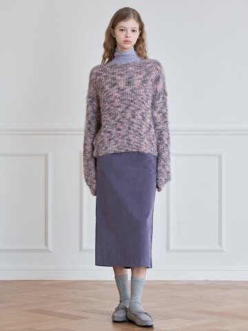 CORDUROY SLIT LONG SKIRT