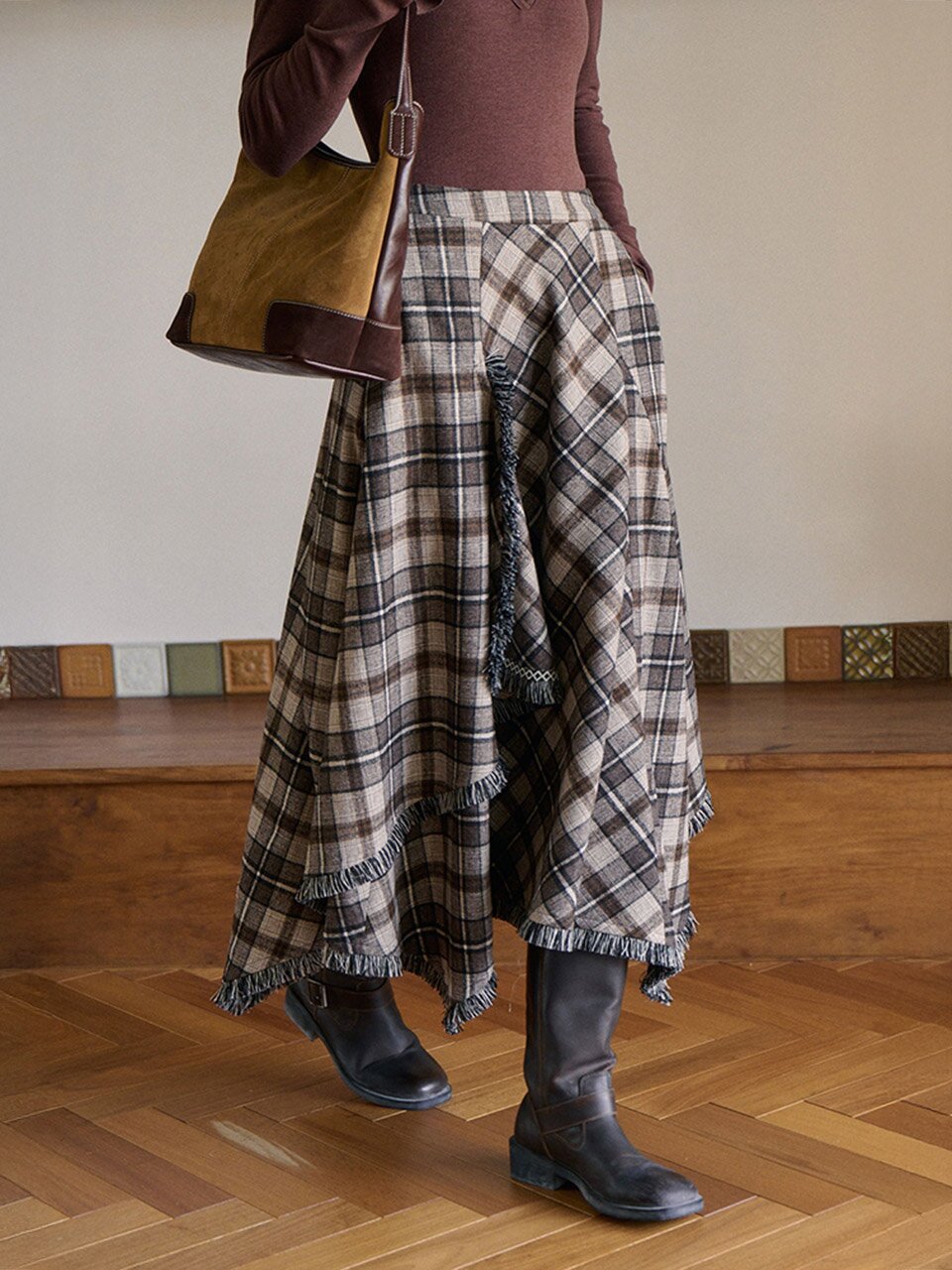 SR_Brush plaid skirt