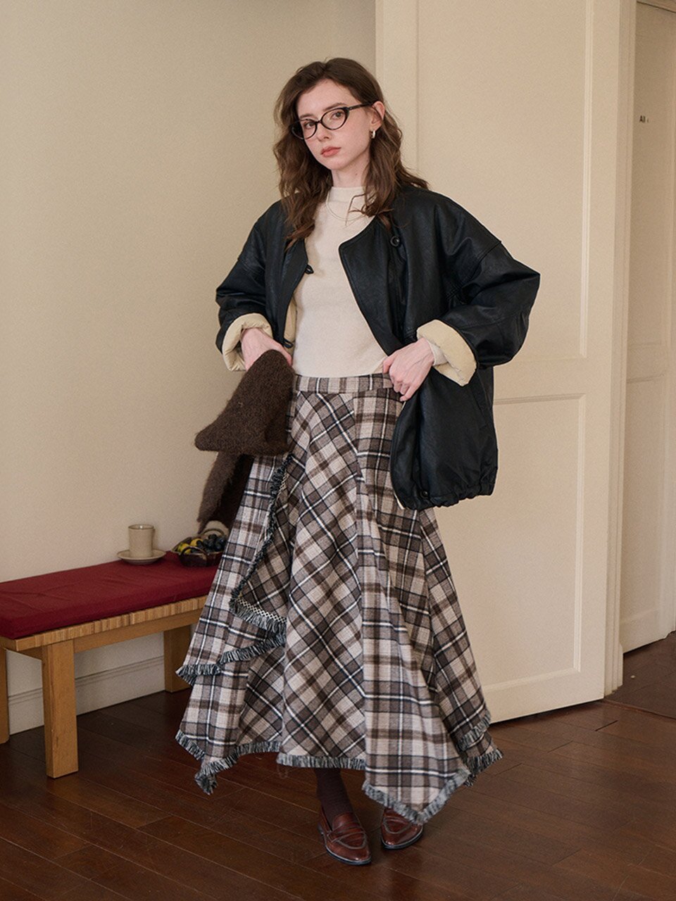 SR_Brush plaid skirt