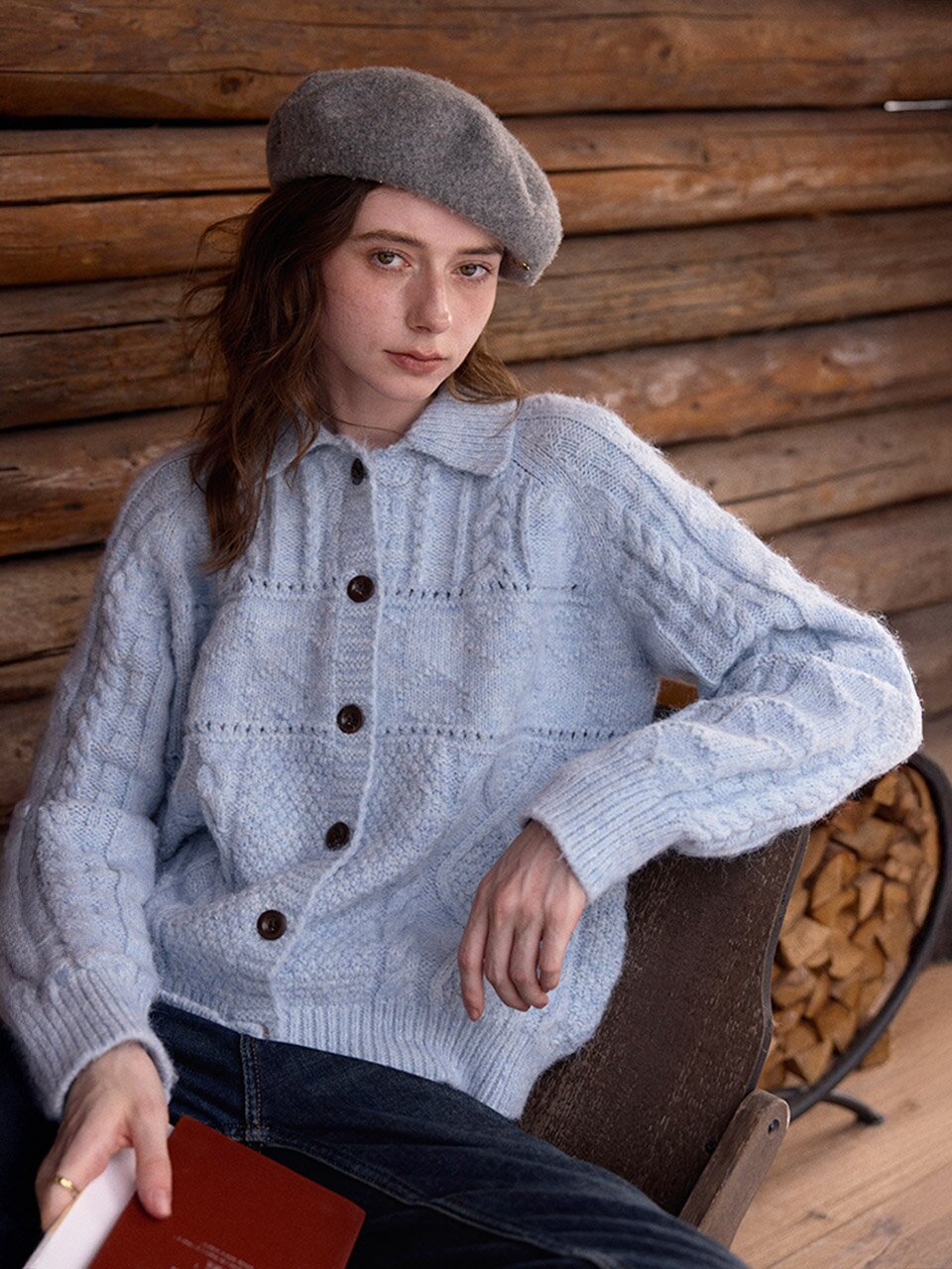 SR_Wind cable knit cardigan