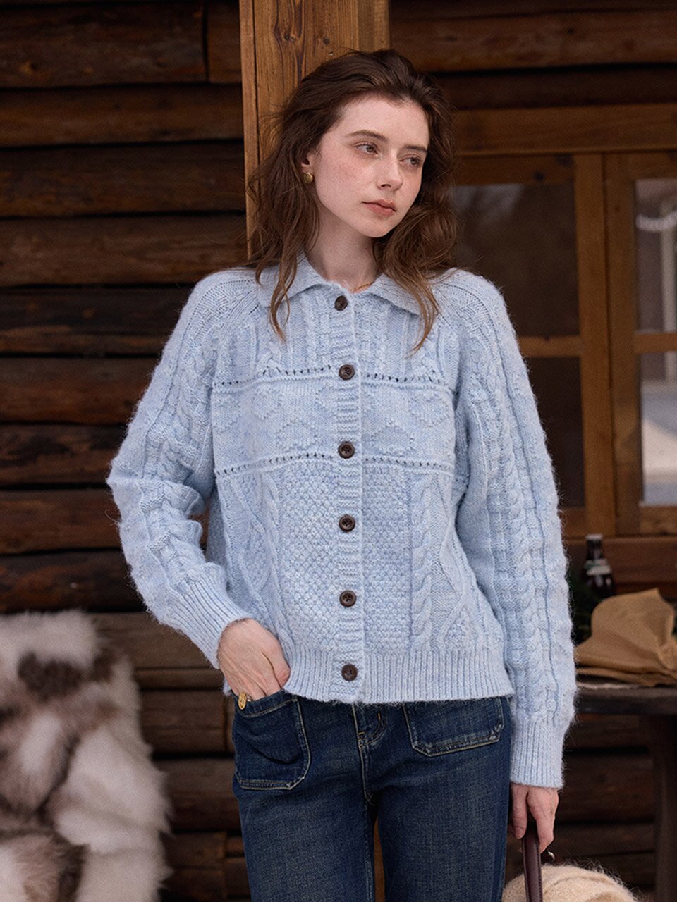 SR_Wind cable knit cardigan