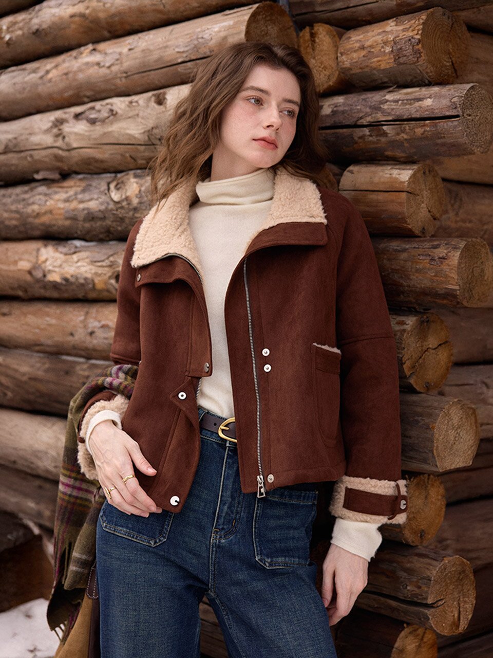 SR_Short fur integrated jacket_2color