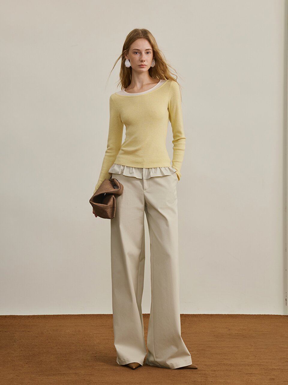 YY_Lace splicing wide pants