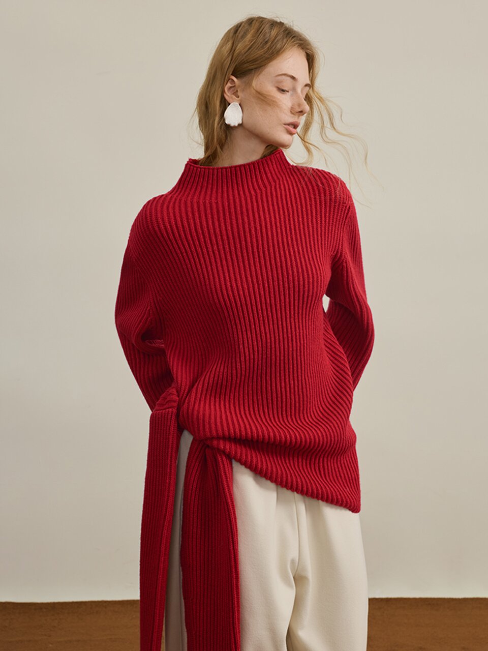 YY_Sense side lace-up sweater