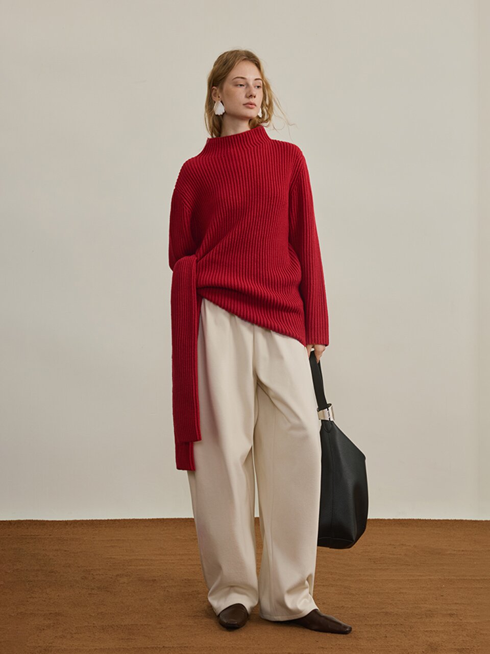 YY_Sense side lace-up sweater