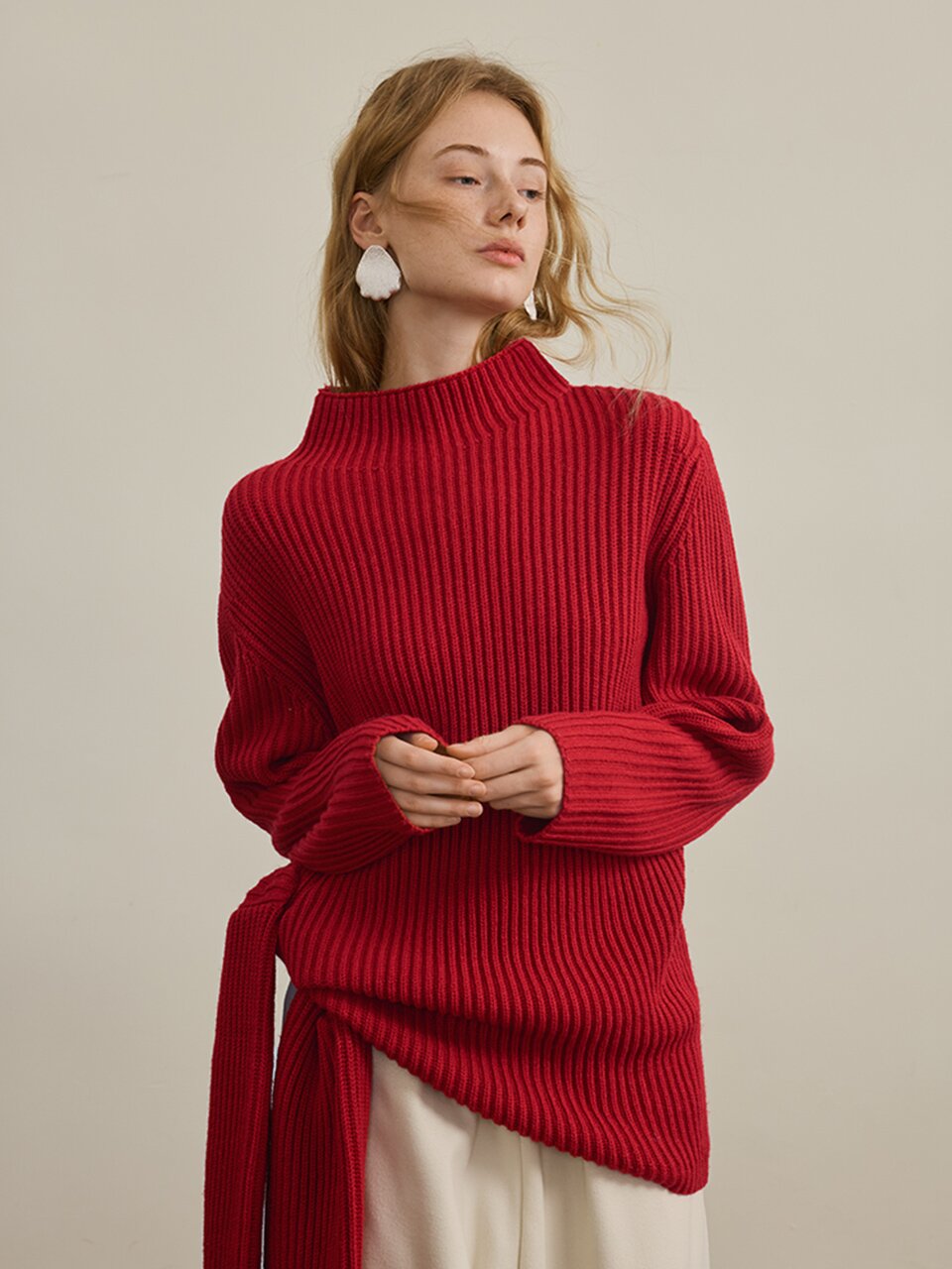 YY_Sense side lace-up sweater