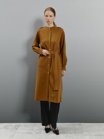 모던 라운드넥 롱 가디건 