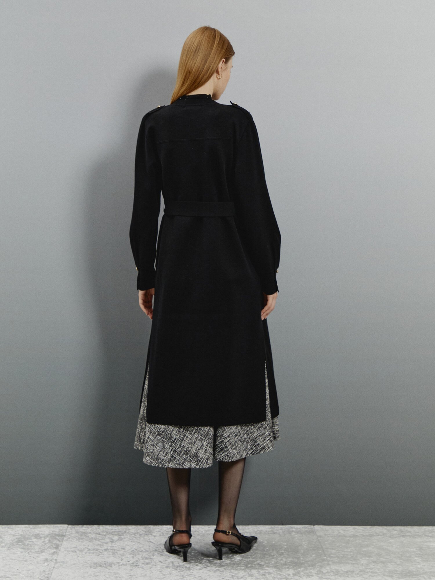 모던 라운드넥 롱 가디건 (BLACK)