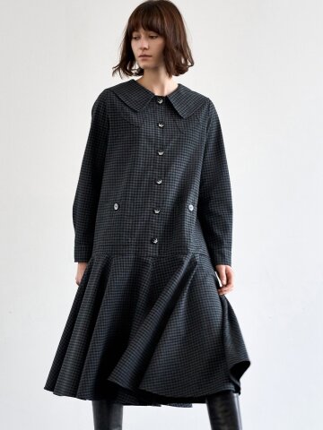 SAILOR COLLOR FLARE CHECK DRESS_CHECK