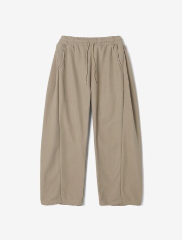 여성 밑단 스트링 풀밴딩 루즈핏 팬츠 (BEIGE) (HBBLP56)