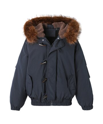 여성 페이크퍼 트리밍 봄버 점퍼 (NAVY) (HBBPA52)