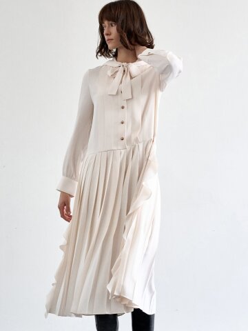 HOOD PLEATS DRESS_CM