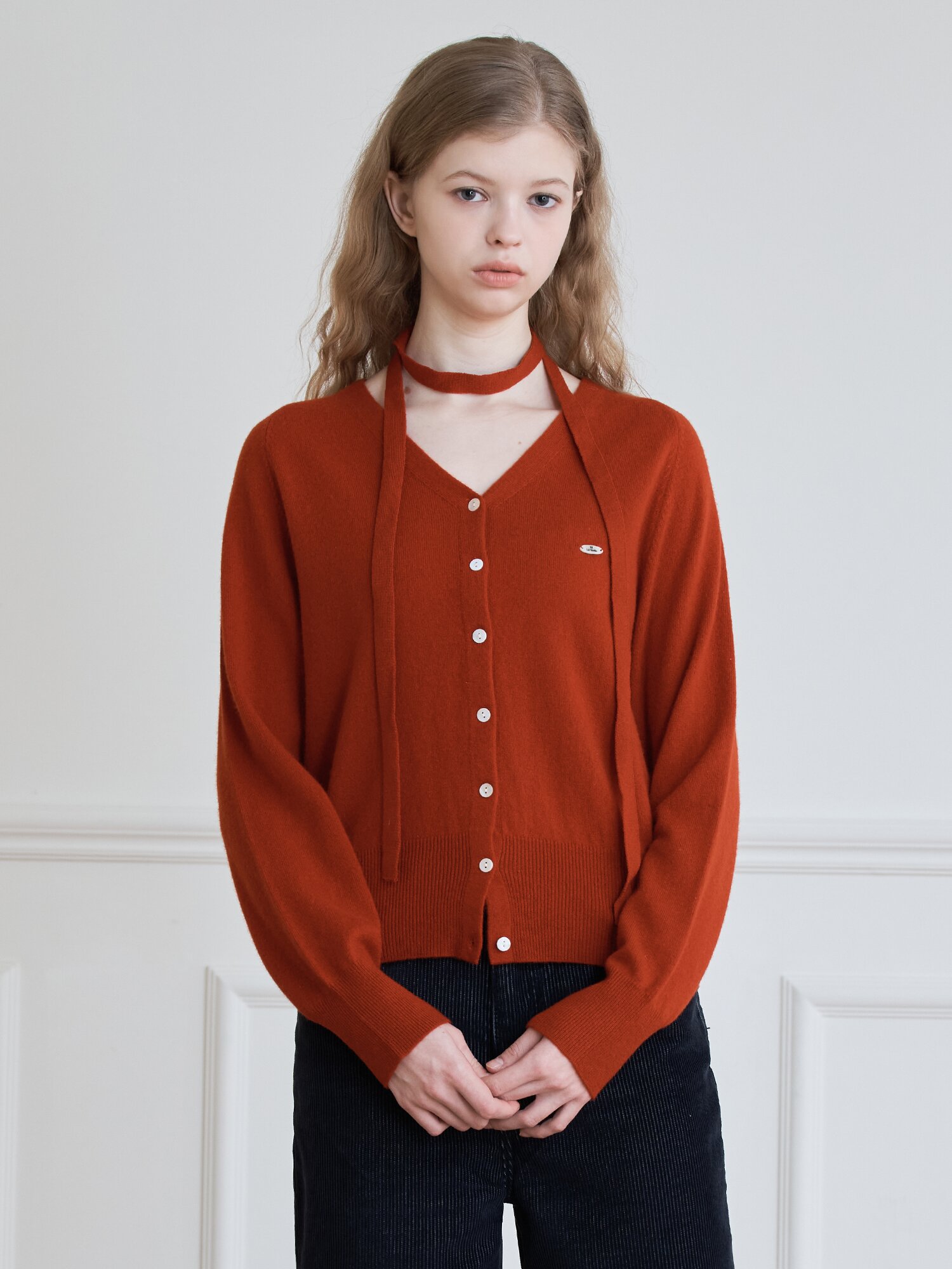 CLASSIC TIE SET WOOL CARDIGAN_RED