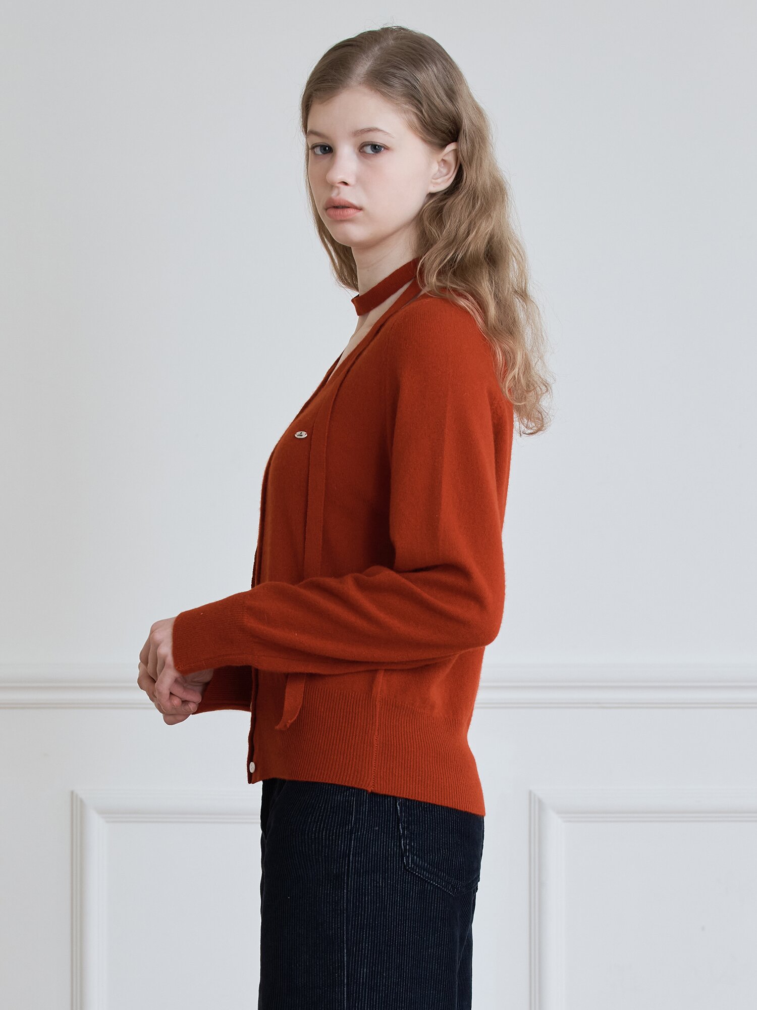 CLASSIC TIE SET WOOL CARDIGAN_RED