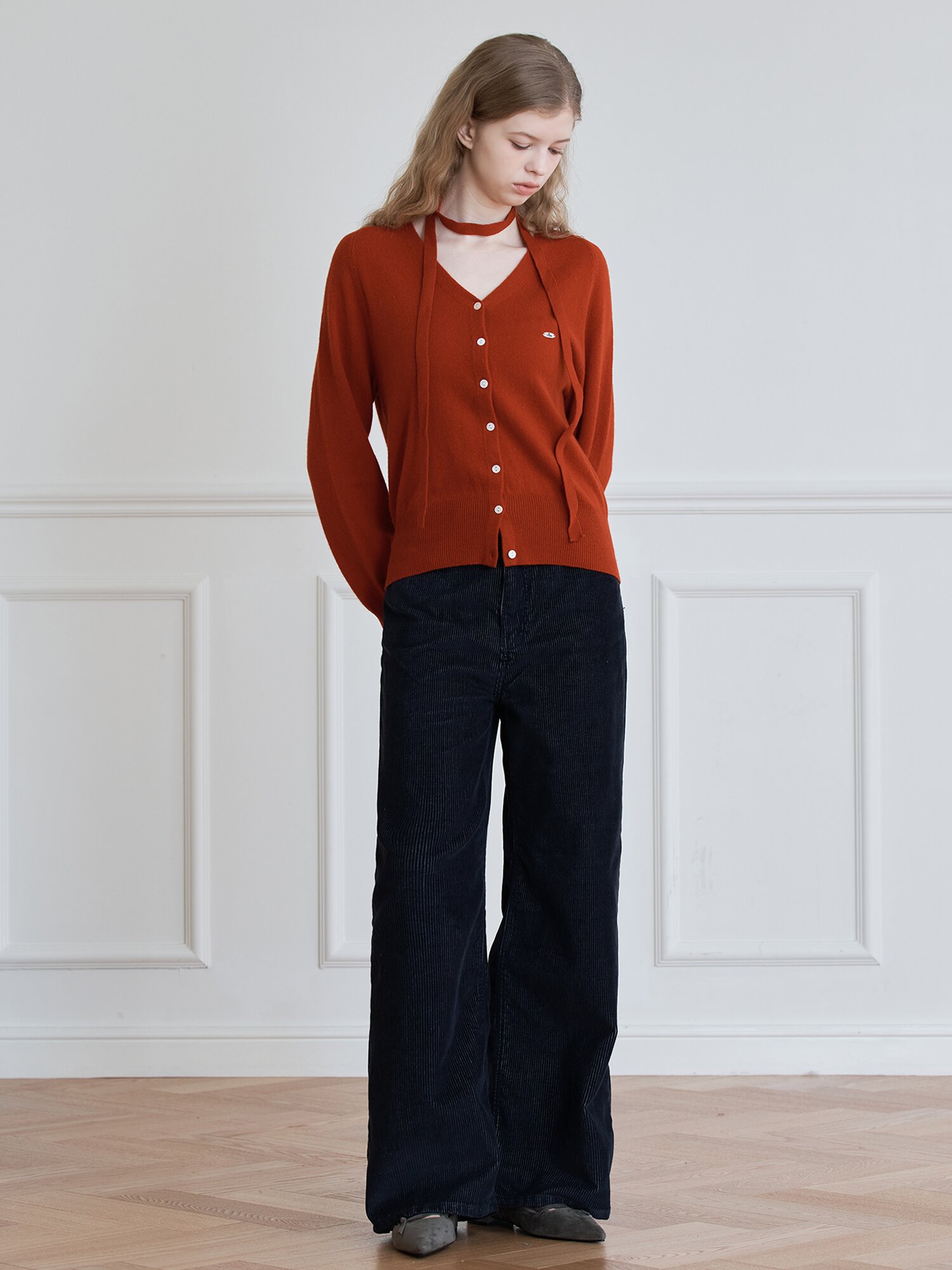 CLASSIC TIE SET WOOL CARDIGAN_RED