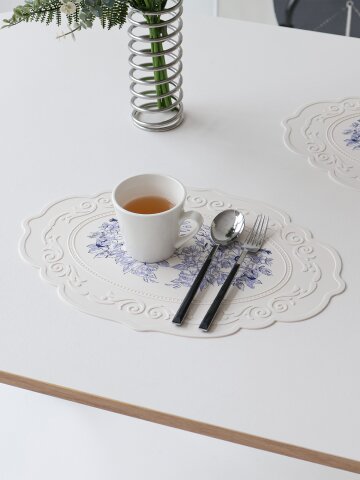 프렌치 플라워 실리콘 식탁 매트 테이블 매트 방수