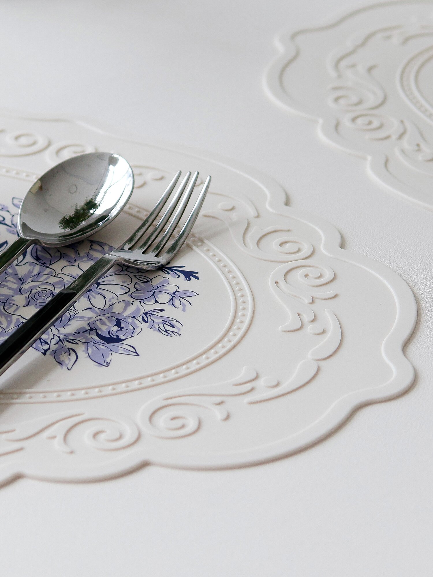 프렌치 플라워 실리콘 식탁 매트 테이블 매트 방수