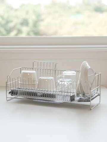 스텐 304 젖병/식기건조대 슬림형 풀세트 1단 (수저통+도마걸이+칼꽂이)