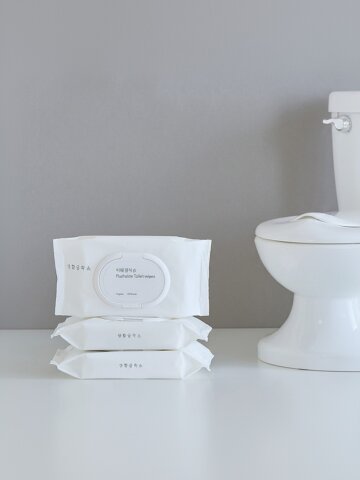 3+3 생활공작소 물에녹는 비데 물티슈 60매