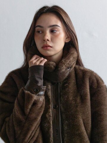 2511 MOOD SHELL FUR JACKET -BROWN