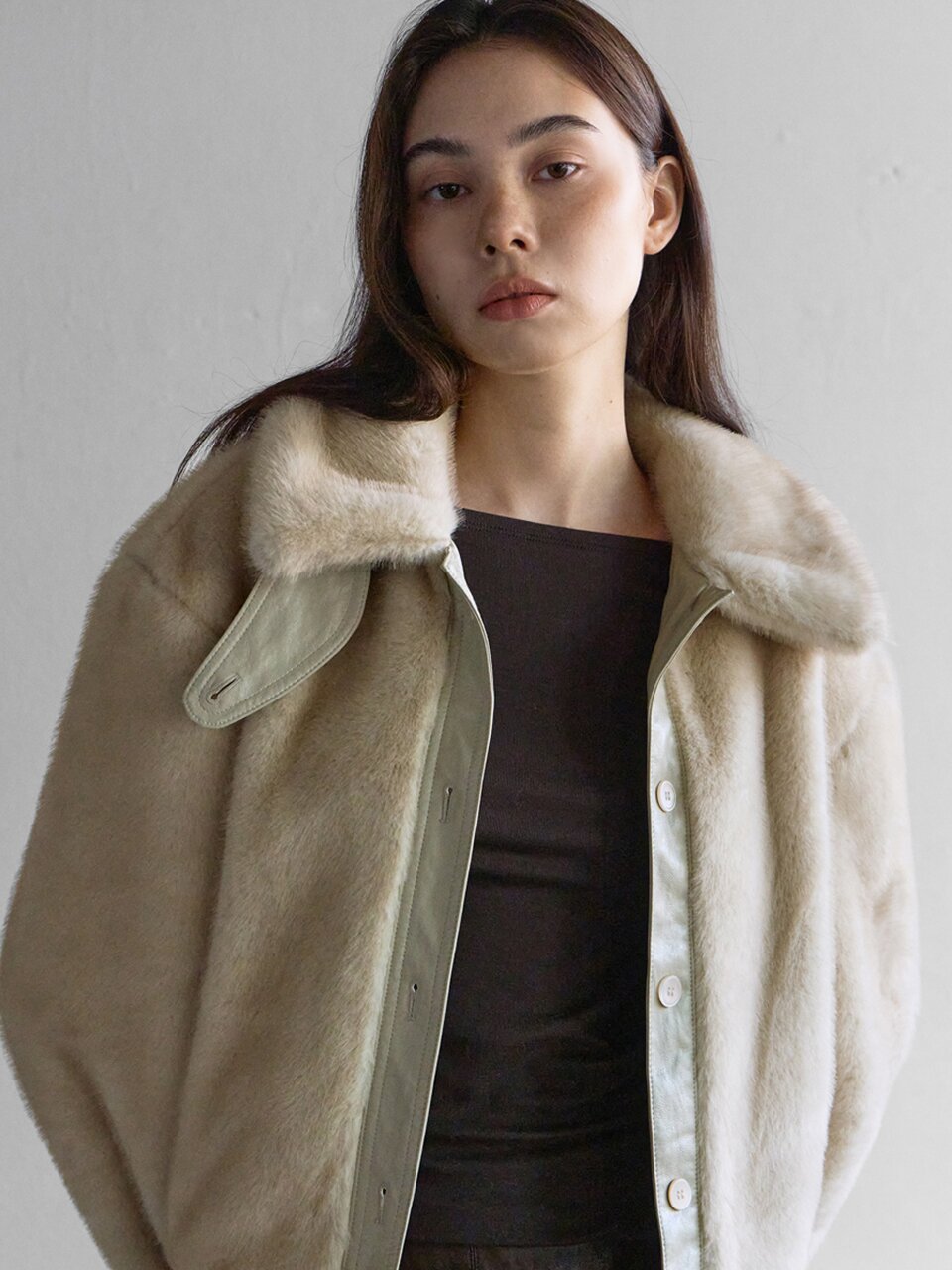 2511 MOOD SHELL FUR JACKET -BEIGE
