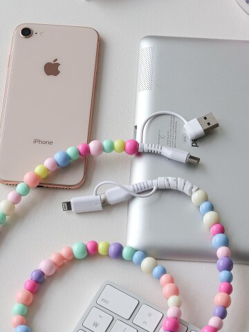 비즈 컬러 고속충전 케이블 3in1 USB 아이폰 갤럭시 아이패드 1m