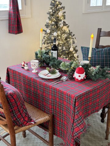 캐롤 체크 크리스마스 소품 식탁보