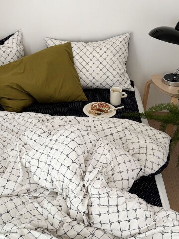 리본 도트 양면 안티알러지 차렵이불