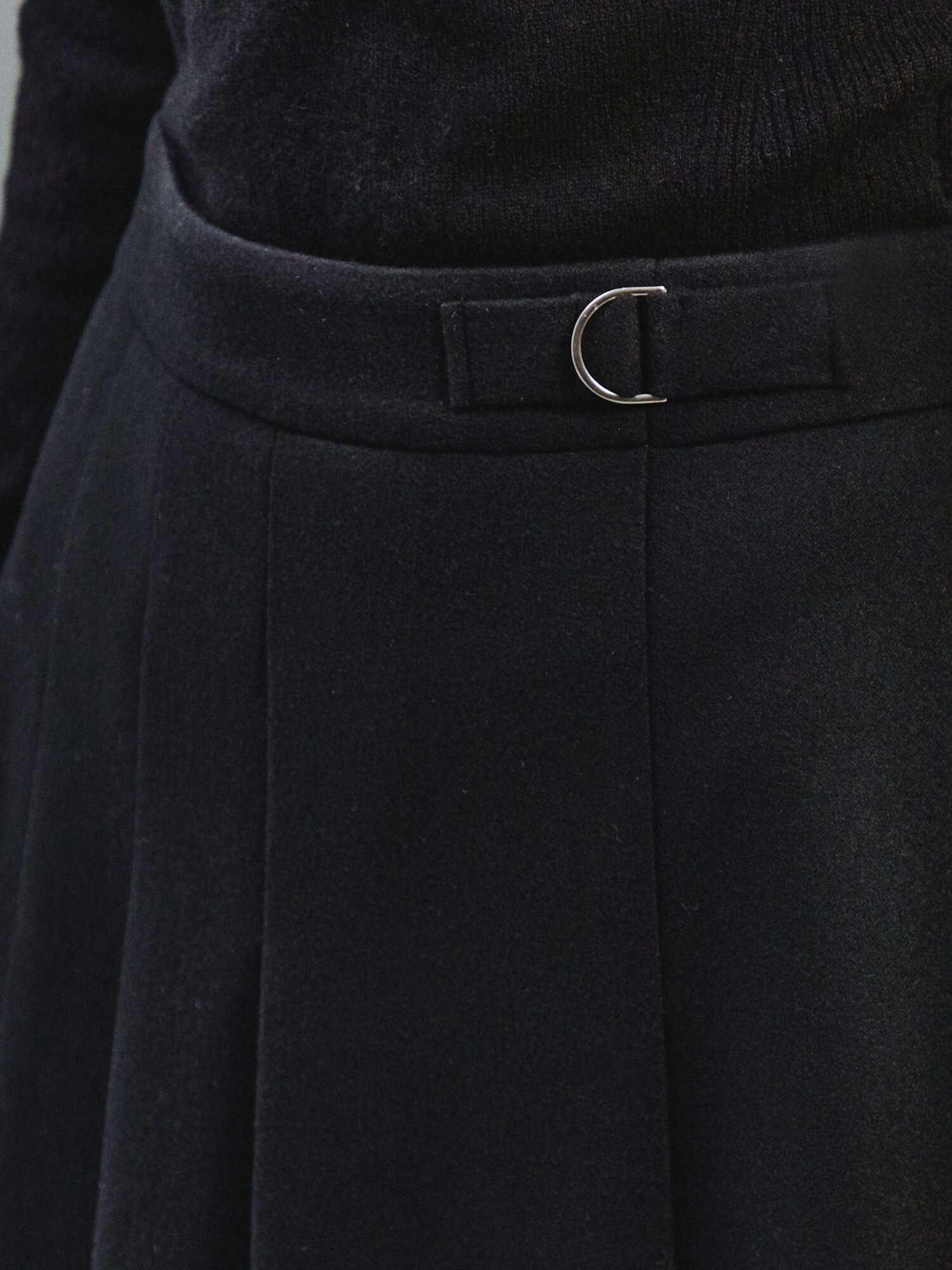 소프트 울 믹스 플리츠 스커트 (BLACK)