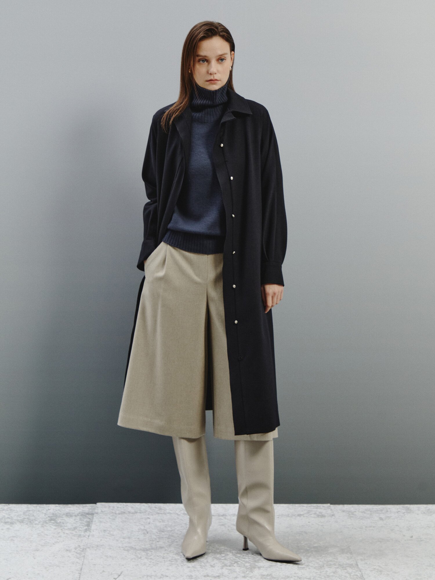 울 블렌드 하프 와이드 팬츠 (OATMEAL)