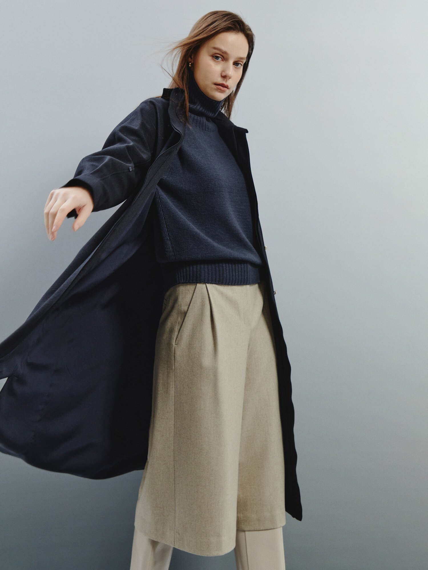 울 블렌드 하프 와이드 팬츠 (OATMEAL)