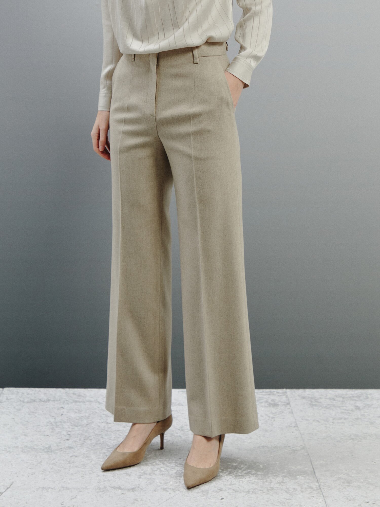 테일러드 핏 울블렌드 팬츠 (OATMEAL)