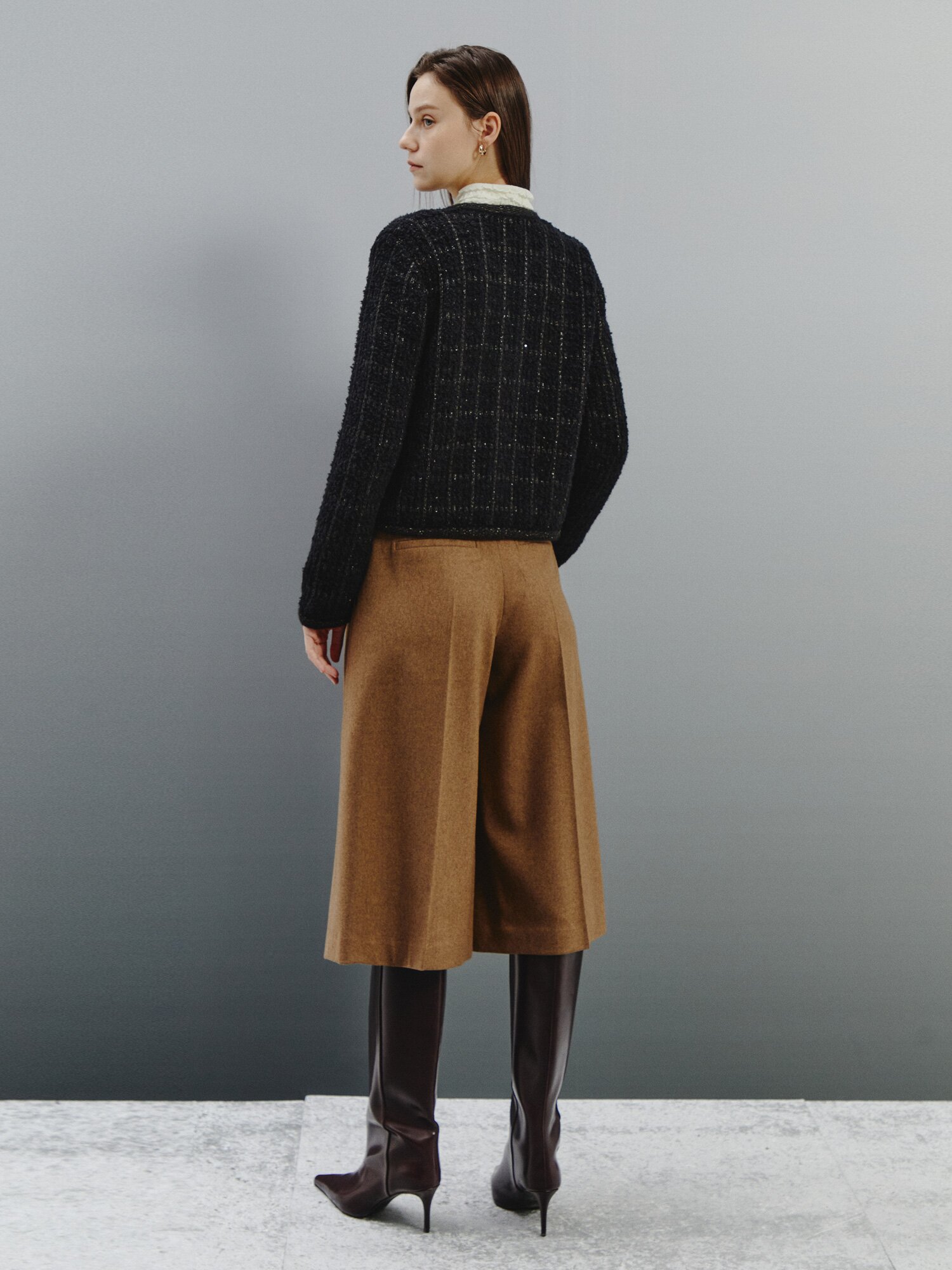 클래식 체크 트위드 카디건 (BLACK)