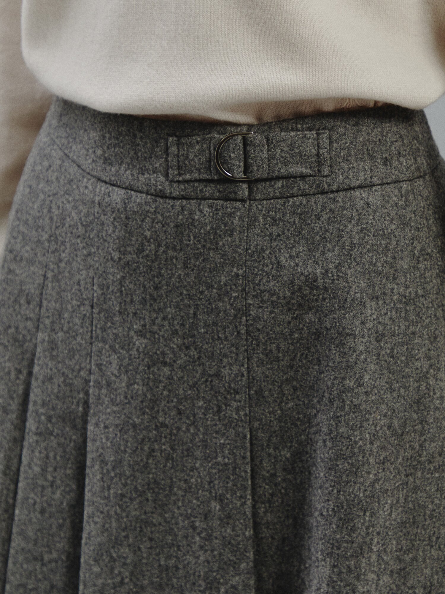 소프트 울 믹스 플리츠 스커트 (GREY)