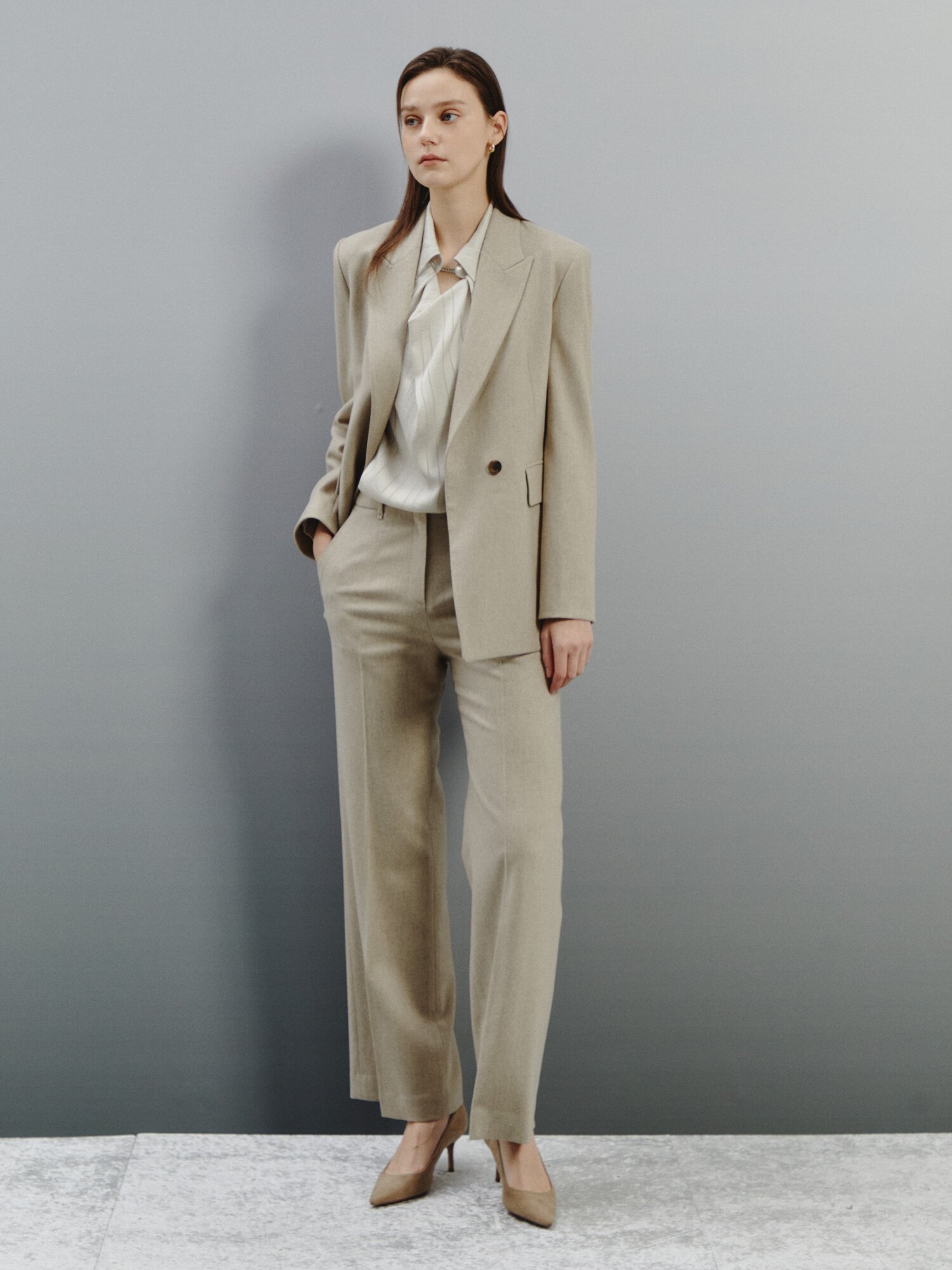 소프트 울 핏 웜 테일러드 재킷 (OATMEAL)