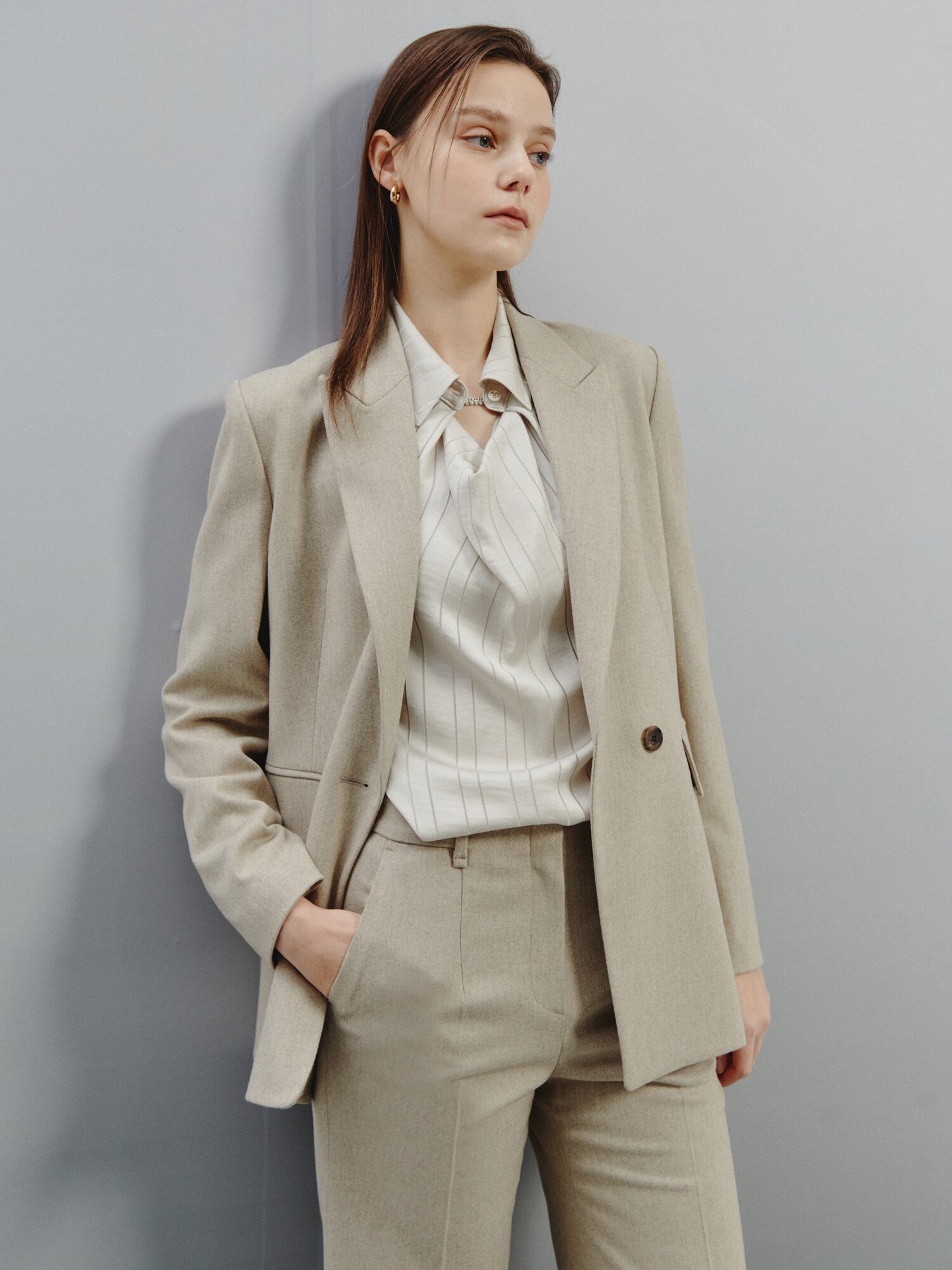 소프트 울 핏 웜 테일러드 재킷 (OATMEAL)