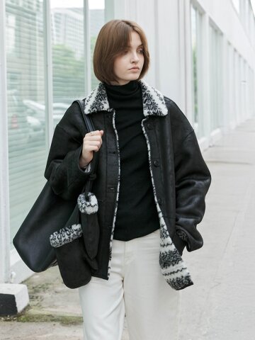 TG_Fur leather half coat_2color