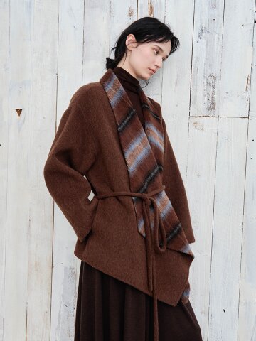 TG_Plaid lapel half coat