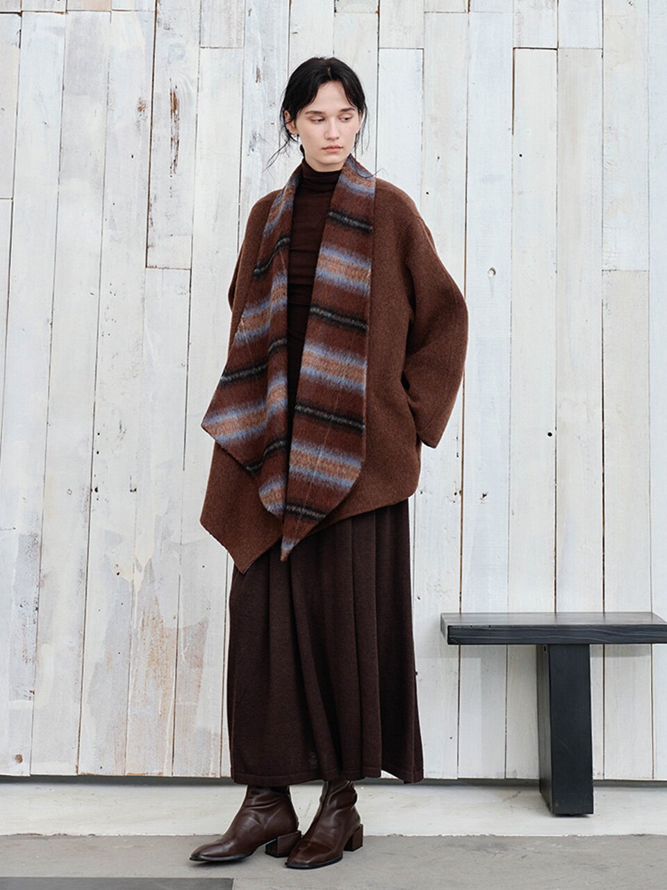 TG_Plaid lapel half coat