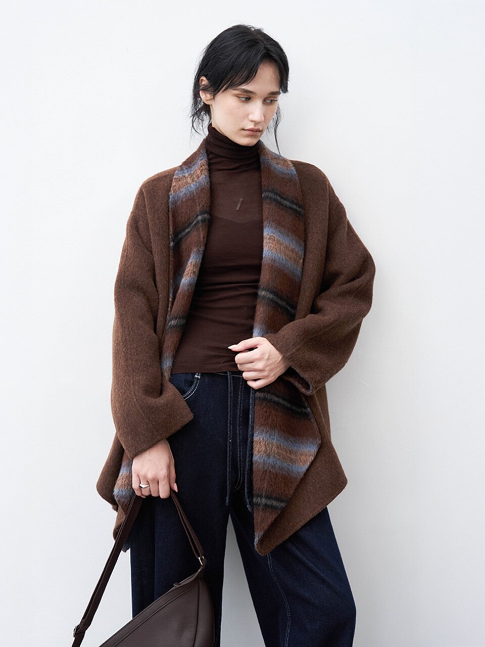TG_Plaid lapel half coat