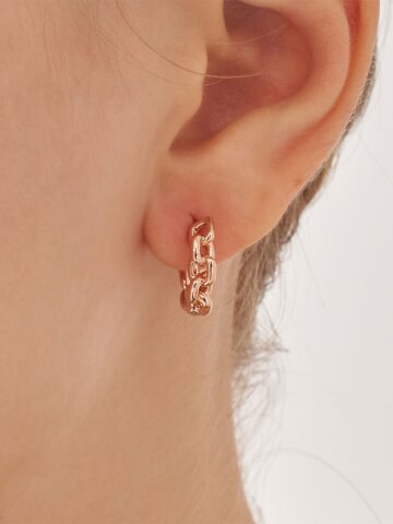 14K GF 사각 꼬임 체인 원터치 귀걸이 C24EGF227
