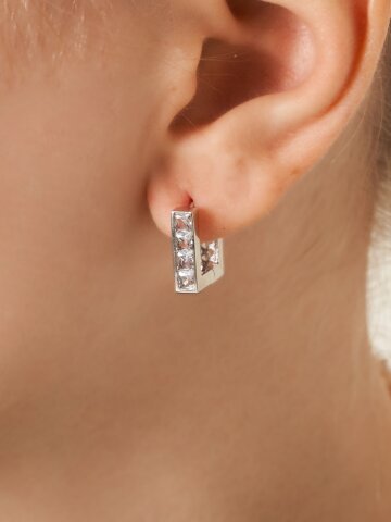 18K GF 크리스탈 스퀘어 원터치 귀걸이 GI8KPEE072
