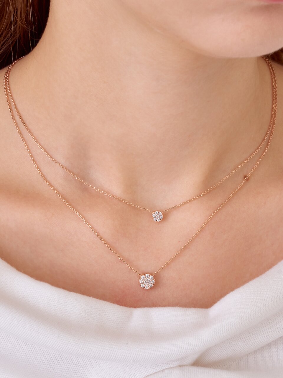 더블 스톤 레이어드 목걸이 ELBRNN245 (14K GOLD PLATED)