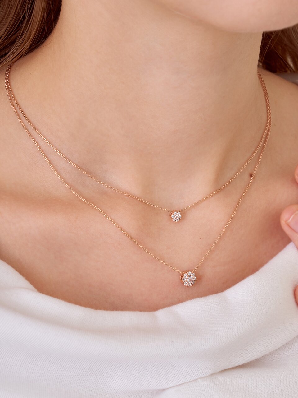 더블 스톤 레이어드 목걸이 ELBRNN245 (14K GOLD PLATED)