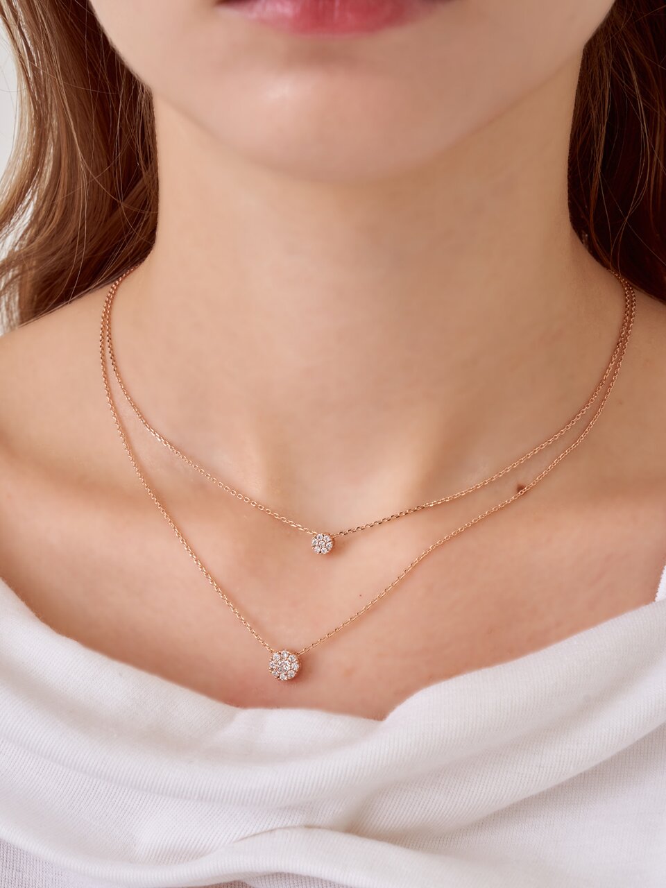 더블 스톤 레이어드 목걸이 ELBRNN245 (14K GOLD PLATED)