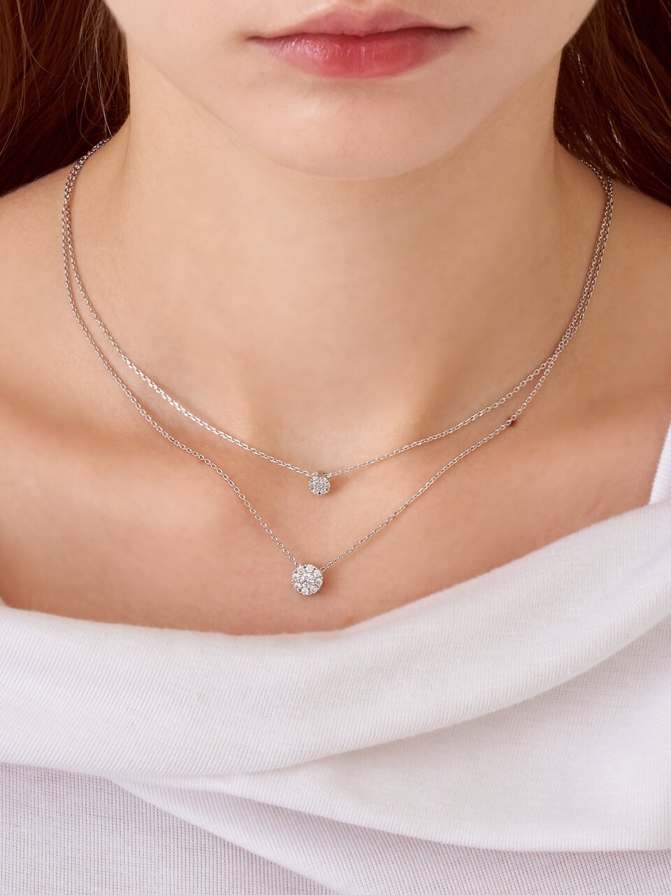 더블 스톤 레이어드 목걸이 ELBRNN245 (14K GOLD PLATED)