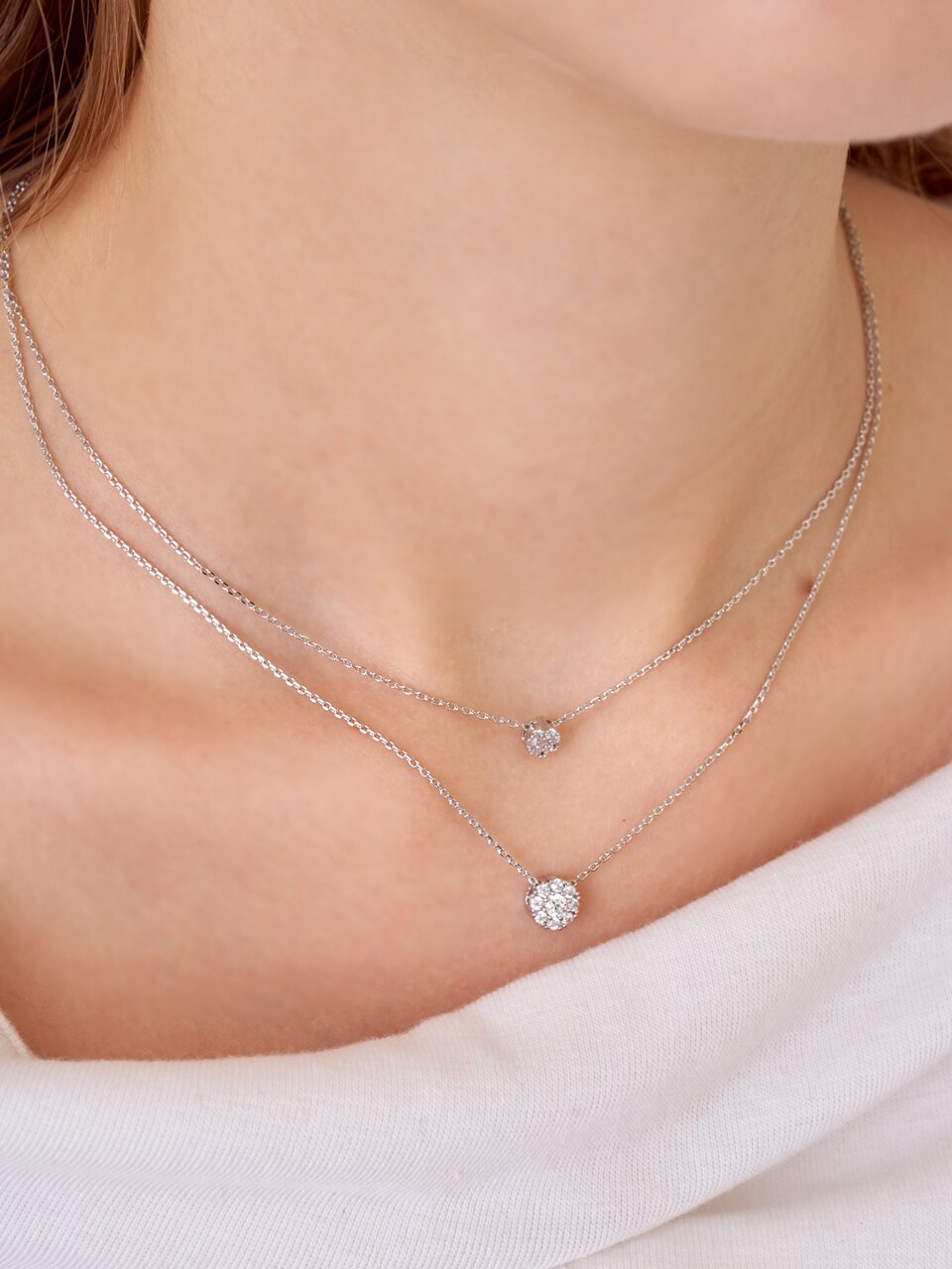 더블 스톤 레이어드 목걸이 ELBRNN245 (14K GOLD PLATED)