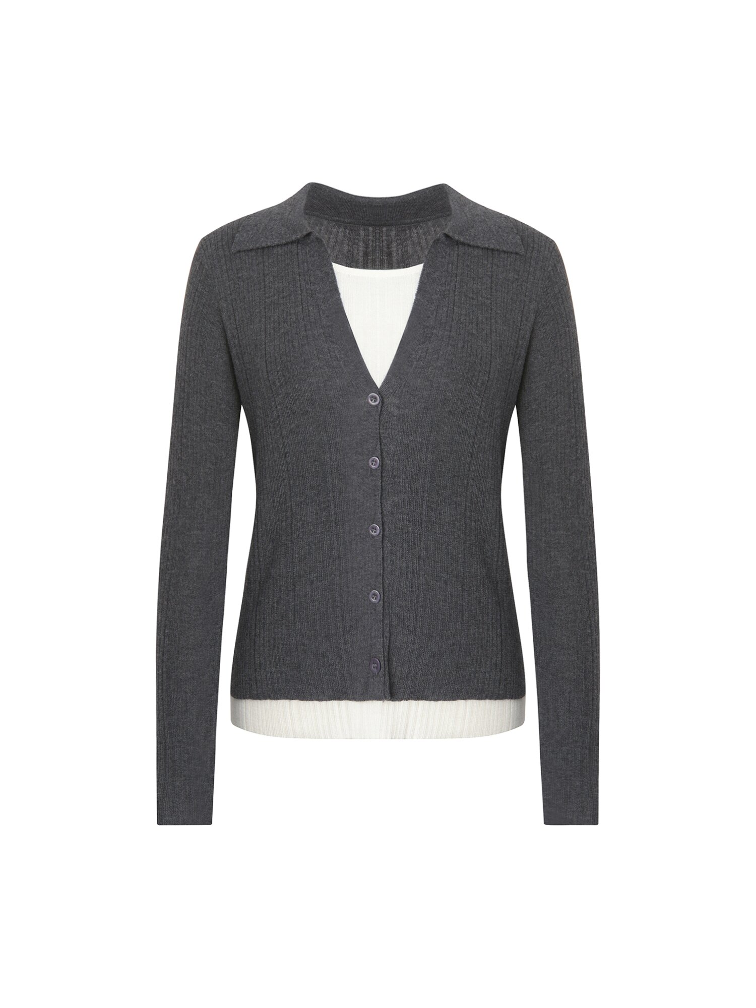 칼라넥 레이어드 풀오버 니트 (DARK GREY)