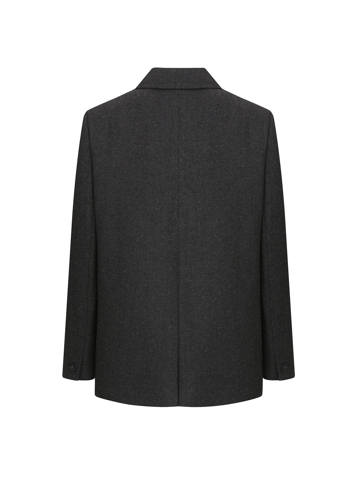 울 블렌드 헤링본 투 버튼 재킷 (DARK GREY)