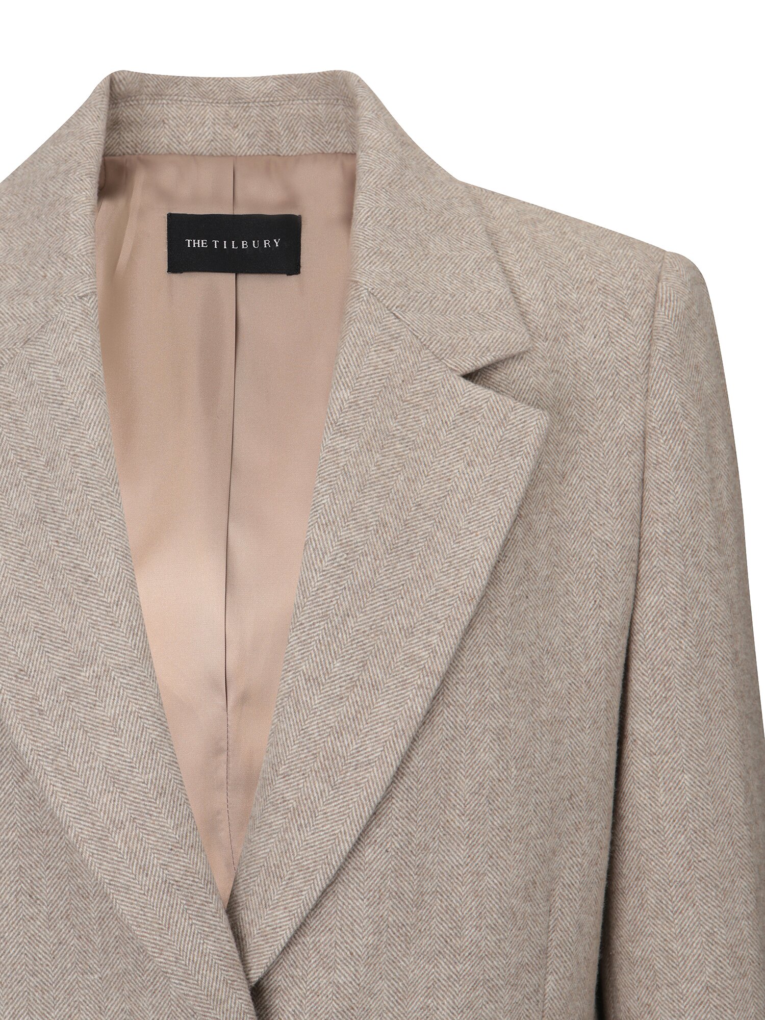 울 블렌드 헤링본 투 버튼 재킷 (BEIGE)